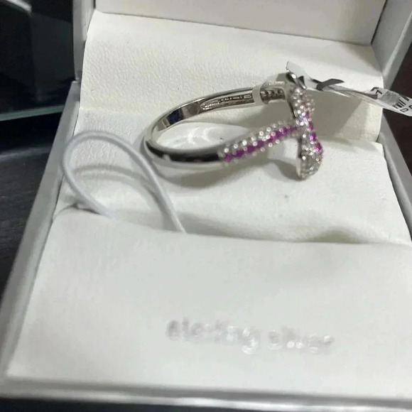 Vita di Grazia Milano 925 Sterling Silver Snake Ring Pink Cubic Zirconia Diamond - Picture 10 of 10